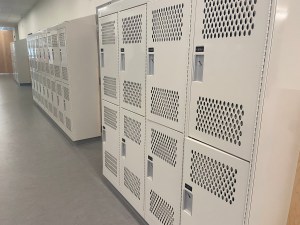 Oversized, vented lockers for athletic equipment